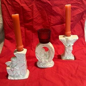 World Bazaar- Vintage set of 3 JOY CANDLE HOLDERS